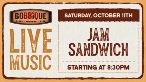 Jam Sandwich is back on the Bobbique stage October 11th at 8:30pm!