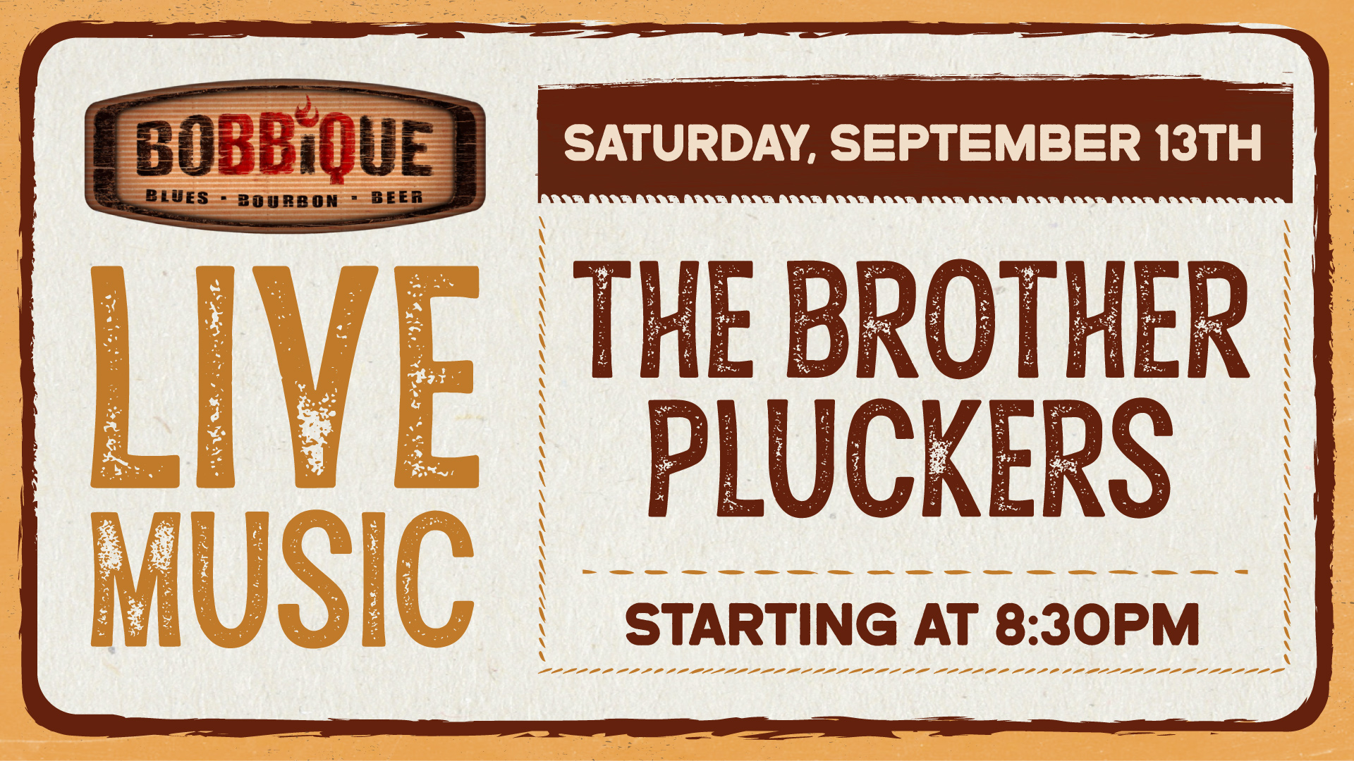 The Brother Pluckers are back on stage at Bobbique September 13th at 8:30pm!