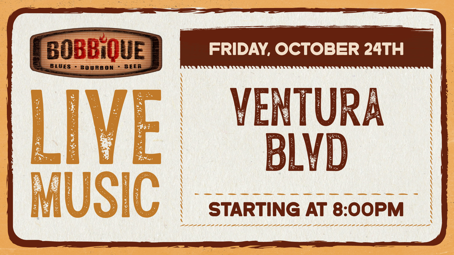 Venture Blvd takes the stage here at Bobbique October 24th at 8pm, see you there!