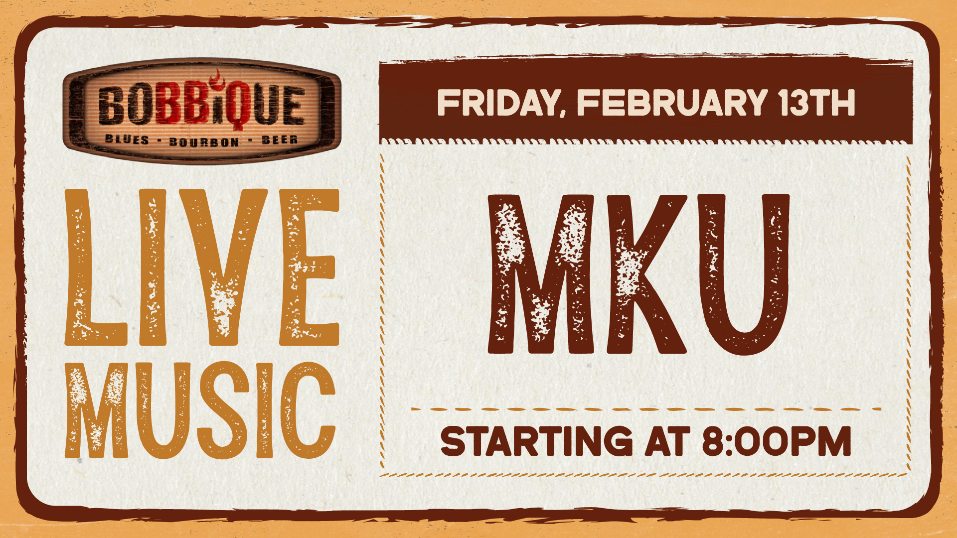 MKU is taking the stage for Live Music at Bobbique February 13th at 8PM!