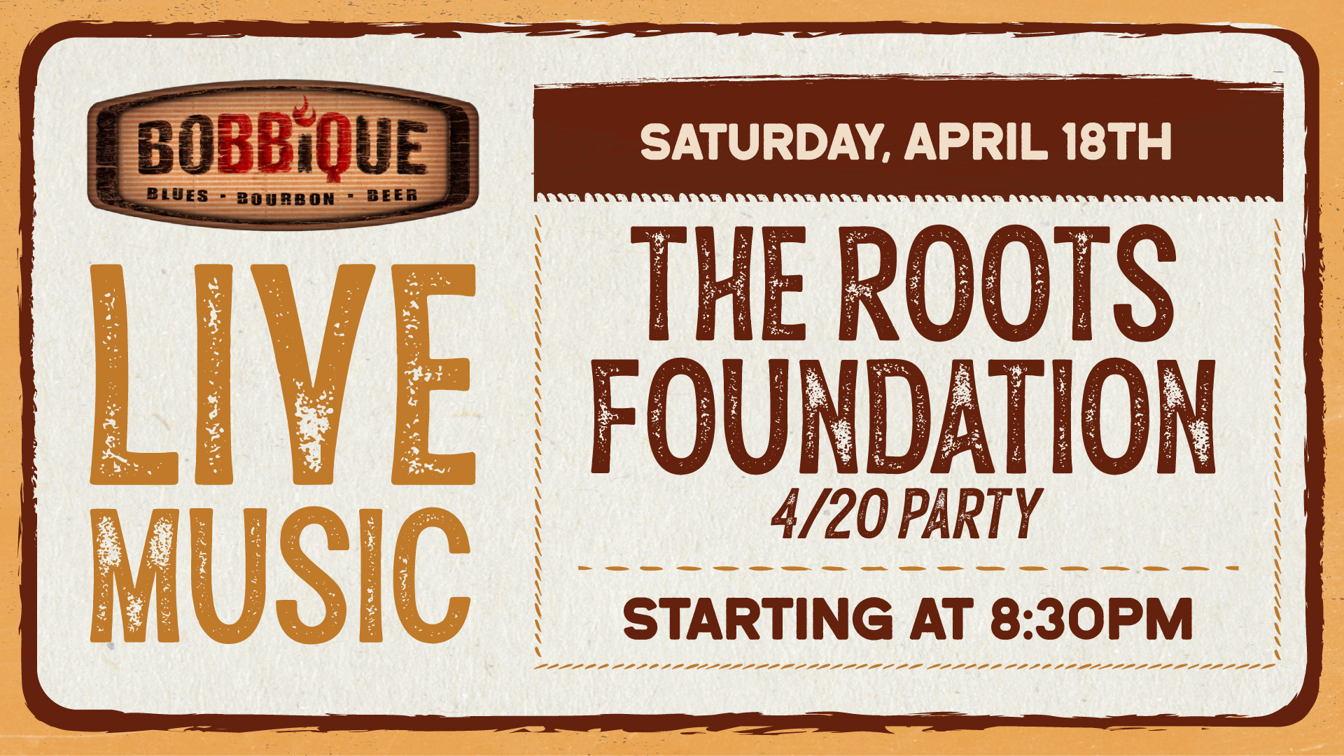 The Roots Foundation is back at Bobbique performing live April 18th at 8:30PM!