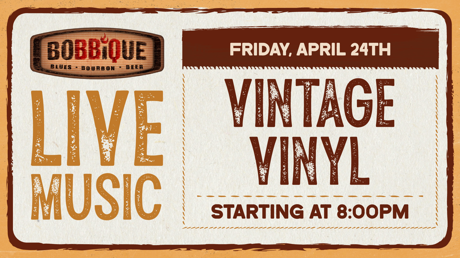 Who's ready for Live Music with Vintage Vinyl April 24th at 8Pm!