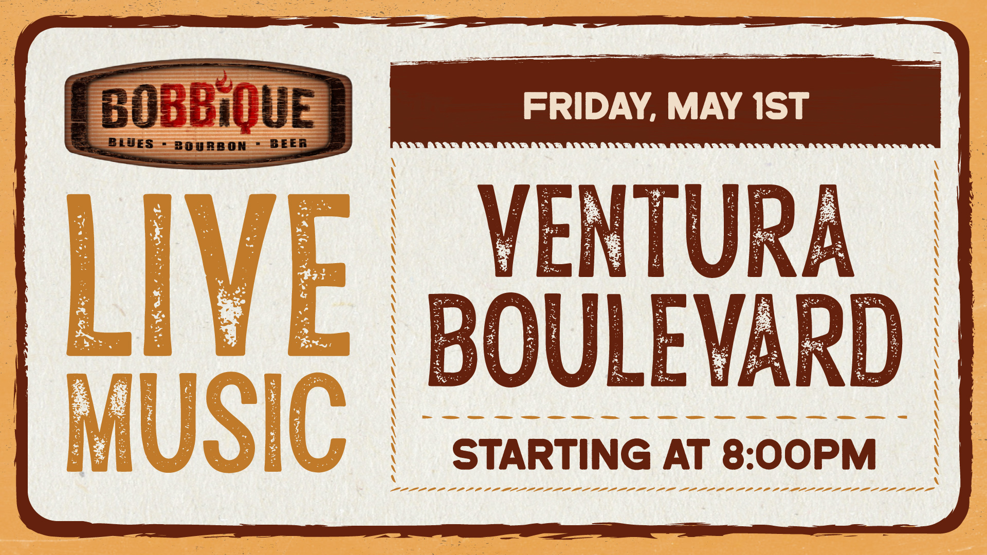 Ventura Boulevard is taking over the stage at Bobbique May 1st at 8PM! See you there!