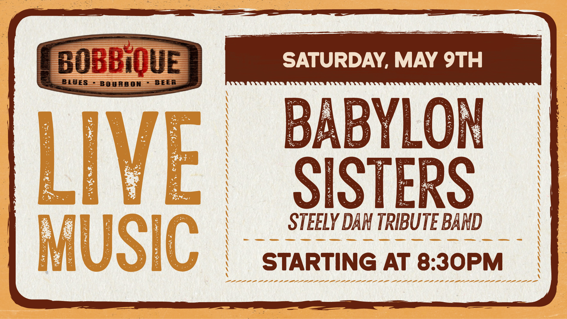 Who's ready for Babylon Sisters Steely Dan Tribute Band to take the stage at Bobbique May 9th at 8:30PM!?